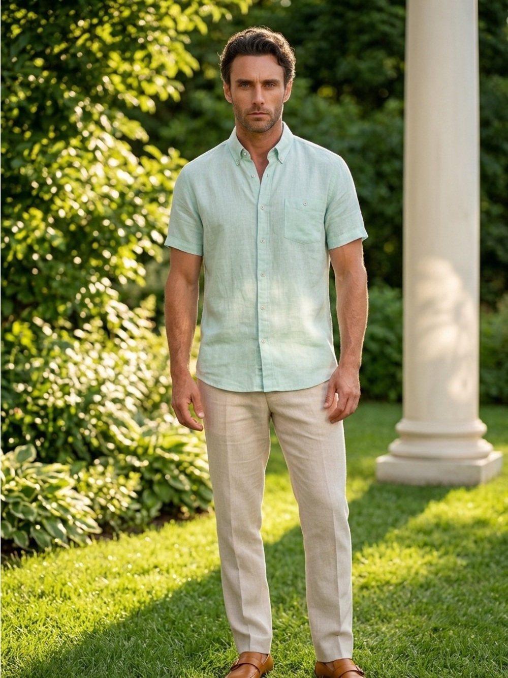 Weatherproof Men's Mint Green Short-Sleeve Button-Down Shirt